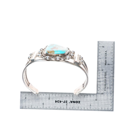 6.75" vintage southwestern sterling silver cuff bracelet with nice turquoise