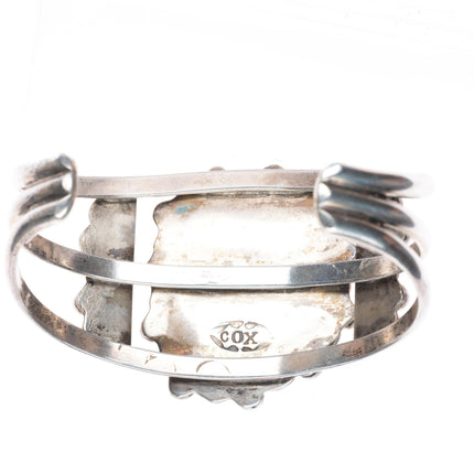6.75" vintage southwestern sterling silver cuff bracelet with nice turquoise
