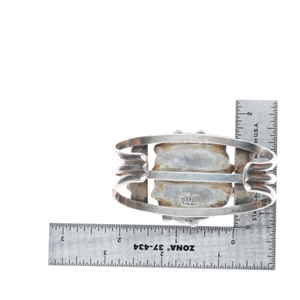 6.75" vintage southwestern sterling silver cuff bracelet with nice turquoise