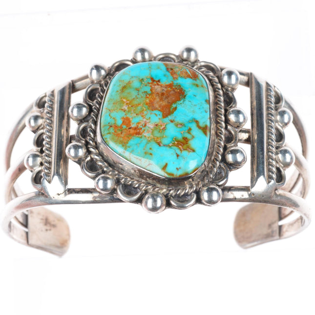 6.75" vintage southwestern sterling silver cuff bracelet with nice turquoise