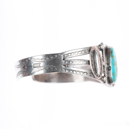 6.6" c1940's vintage Navajo sterling silver Fred Harvey cuff bracelet turquoise