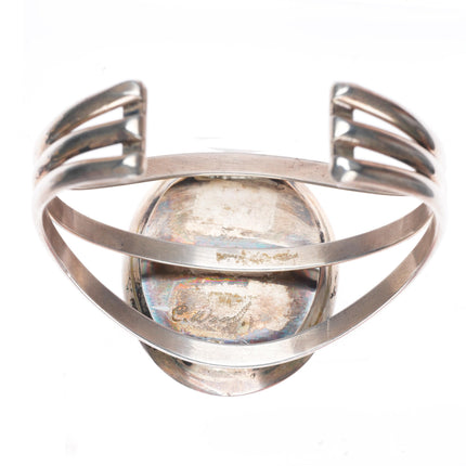 6.25" Esther Wood Navajo sterling silver denim Lapis cuff bracelet