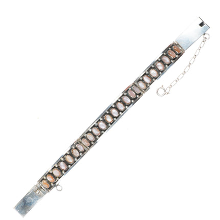 7" Patrick Yazzie Navajo sterling silver mother of pearl link bangle bracelet