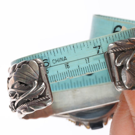 7" Vintage Navajo sterling silver watch cuff bracelet Timex Data-Link digital
