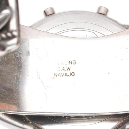 7" Vintage Navajo sterling silver watch cuff bracelet Timex Data-Link digital