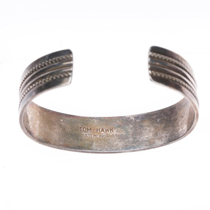 6.1" Tom Hawk Navajo sterling silver twisted wire heavy cuff bracelet