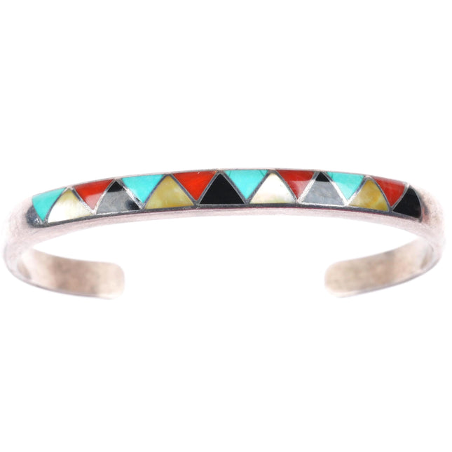 6.2" Sherman-Isabelle Paquin Zuni sterling silver multistone inlay cuff bracelet