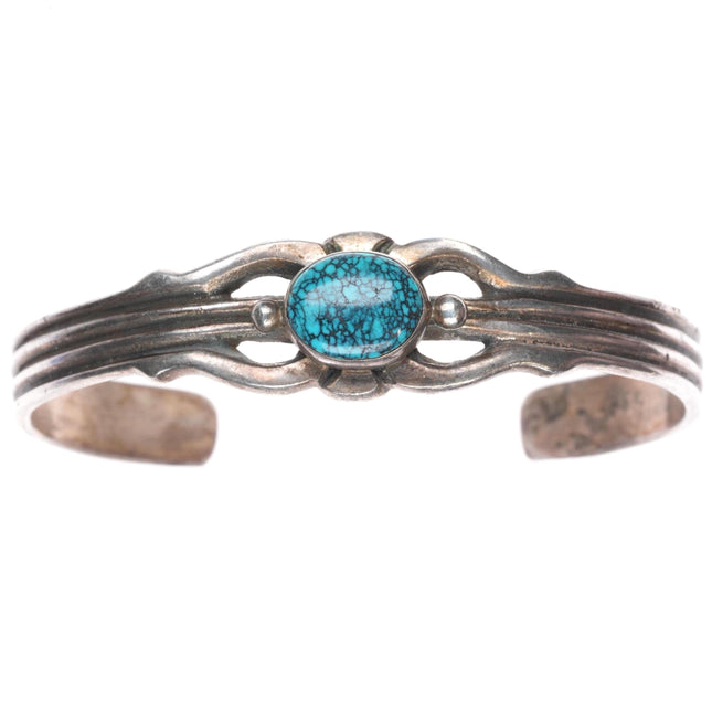 6.5" Wilson Begay Navajo sterling silver cast spiderweb turquoise cuff bracelet