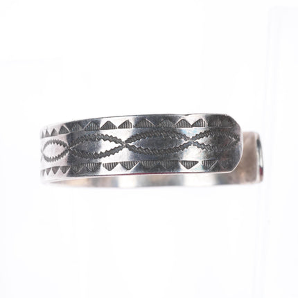 6.7" vintage 1930's-40's Navajo deep stamped sterling silver cuff bracelet