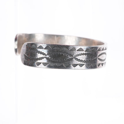 6.7" vintage 1930's-40's Navajo deep stamped sterling silver cuff bracelet