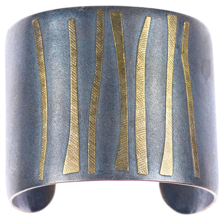 6.6" Lisa Ceccorulli 22k gold/Sterling silver Modernist cuff bracelet