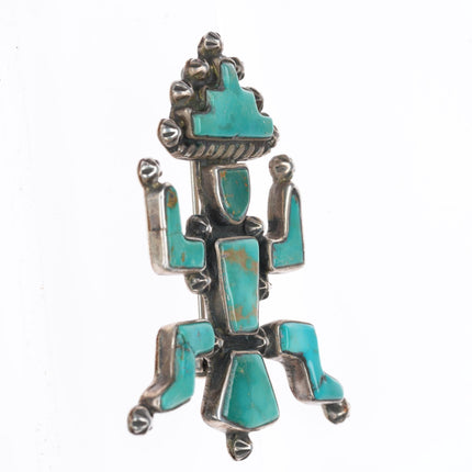 1940's-50's vintage Zuni sterling silver knifewing pin with Royston turquoise