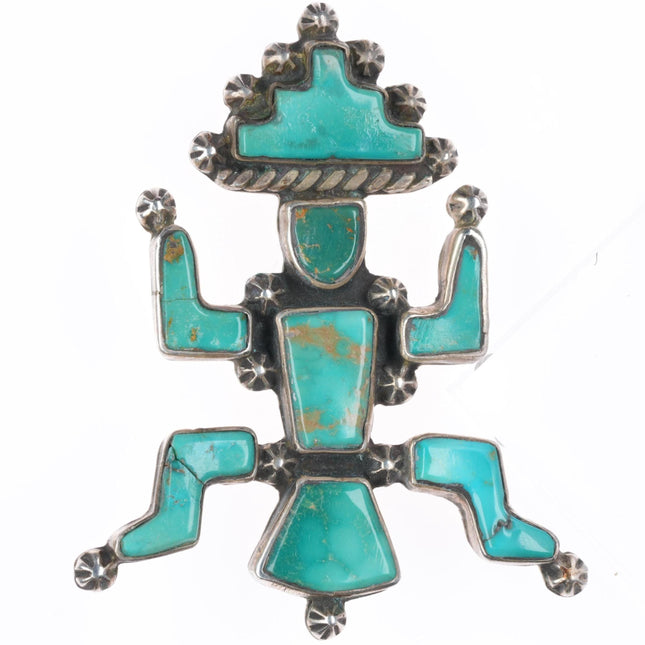 1940's-50's vintage Zuni sterling silver knifewing pin with Royston turquoise