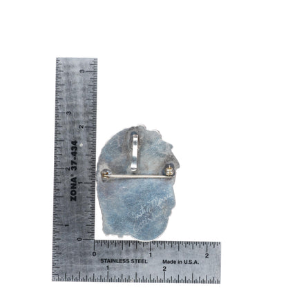 big vintage Navajo sterling silver feather pendant/pin with nice turquoise