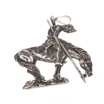Huge vintage WR Navajo sterling silver "End of the Trail"  necklace pendant