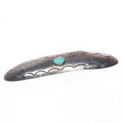 1940's-50's vintage Navajo sterling silver turquoise hair barrette nice stamping