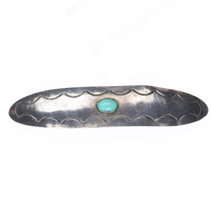 1940's-50's vintage Navajo sterling silver turquoise hair barrette nice stamping