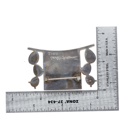 James Olson Southwestern sterling silver turquoise Picture Jasper cacti pin