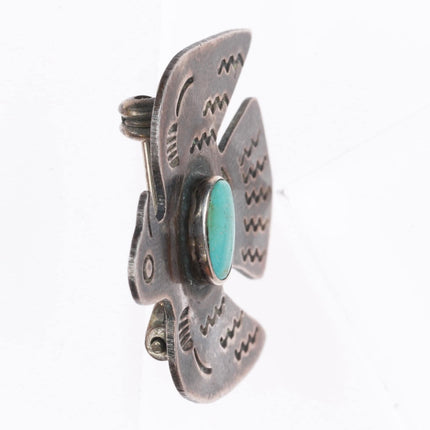 c1940's Vintage Navajo sterling silver turquoise thunderbird pin/brooch