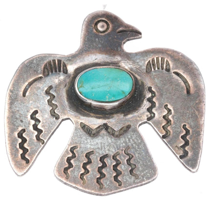 c1940's Vintage Navajo sterling silver turquoise thunderbird pin/brooch