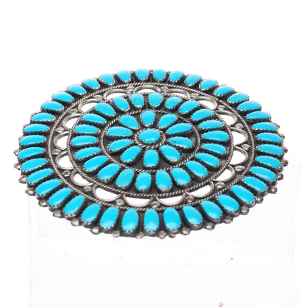 Large vintage Larry Moses Begay Navajo sterling silver turquoise cluster pin