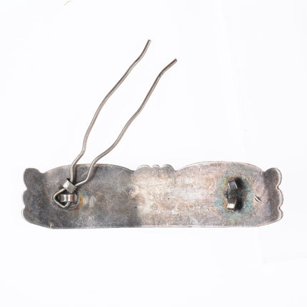 c1940's vintage Navajo sterling silver turquoise hair barrette nice stamping