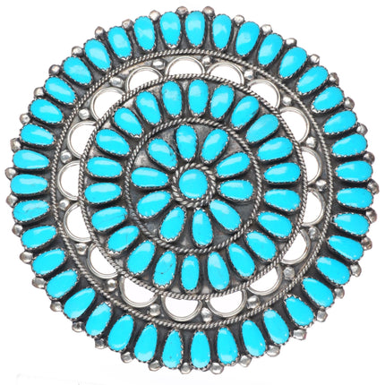 Large vintage Larry Moses Begay Navajo sterling silver turquoise cluster pin