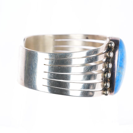 6.6" vintage Denim Lapis southwestern sterling silver heavy cuff bracelet