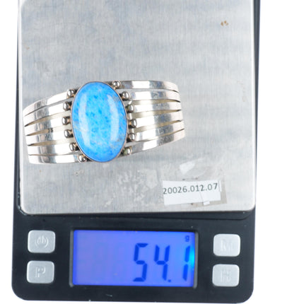 6.6" vintage Denim Lapis southwestern sterling silver heavy cuff bracelet