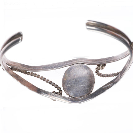 6.25" vintage Navajo sterling silver cuff bracelet with nice turquoise