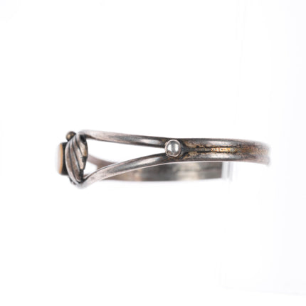6.25" vintage Navajo sterling silver cuff bracelet with shell cabochon