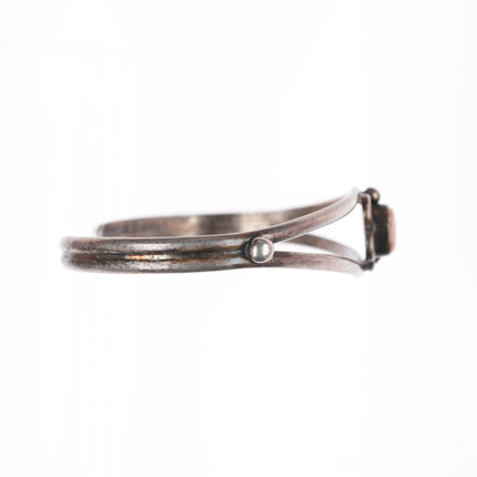 6.25" vintage Navajo sterling silver cuff bracelet with shell cabochon