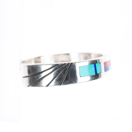 6.5" Jimmie King Jr Navajo sterling silver turquoise/shell inlay cuff bracelet