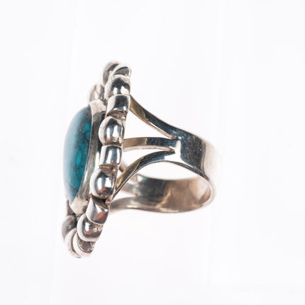 sz6.75 Julian Lovato Santo Domingo sterling silver spiderweb turquoise ring