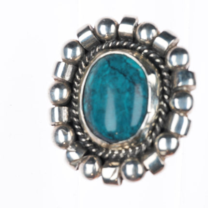 sz6.75 Julian Lovato Santo Domingo sterling silver spiderweb turquoise ring