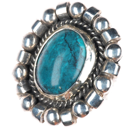 sz6.75 Julian Lovato Santo Domingo sterling silver spiderweb turquoise ring