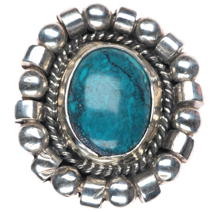 sz6.75 Julian Lovato Santo Domingo sterling silver spiderweb turquoise ring
