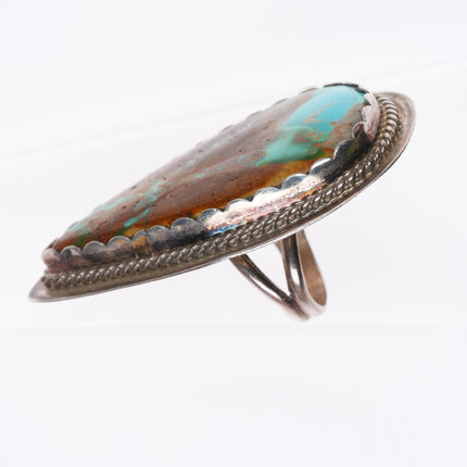 sz7 large B Navajo sterling silver ring with nice turquoise red matrix