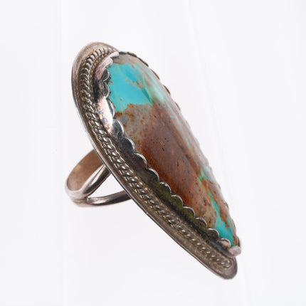 sz7 large B Navajo sterling silver ring with nice turquoise red matrix