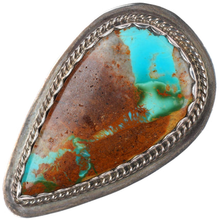 sz7 large B Navajo sterling silver ring with nice turquoise red matrix