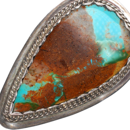 sz7 large B Navajo sterling silver ring with nice turquoise red matrix