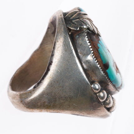 sz11 Heavy vintage high grade turquoise Navajo sterling silver ring
