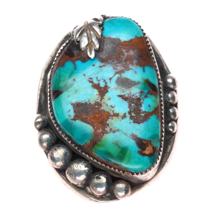 sz11 Heavy vintage high grade turquoise Navajo sterling silver ring