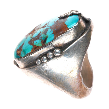 sz11 Heavy vintage high grade turquoise Navajo sterling silver ring