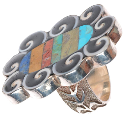 sz10.5 Lorenzo & Mary Louise Tafoya Santo Domingo sterling silver inlay ring