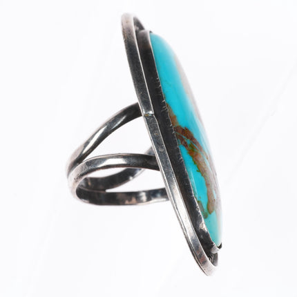 sz6.5 large vintage Royston turquoise  Navajo sterling silver rope bezel ring
