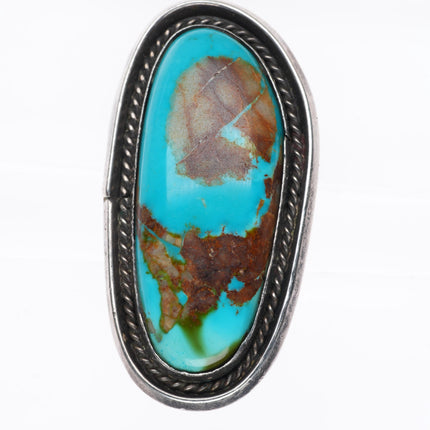 sz6.5 large vintage Royston turquoise  Navajo sterling silver rope bezel ring