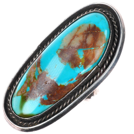 sz6.5 large vintage Royston turquoise  Navajo sterling silver rope bezel ring