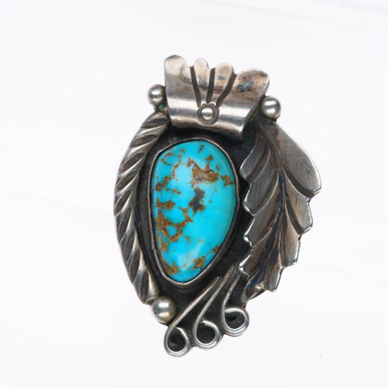 sz8 vintage Fred Guerro Navajo sterling silver ring with nice turquoise