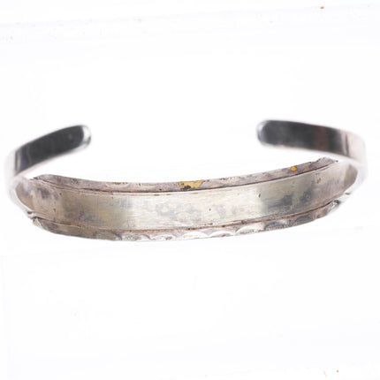 6.25" vintage Zuni sterling silver channel inlay stamped edge cuff bracelet